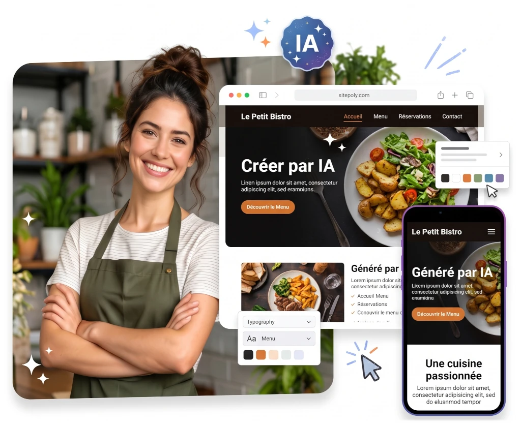 Créateur de site web par IA pour restaurants – Créez le site de votre établissement avec l'IA