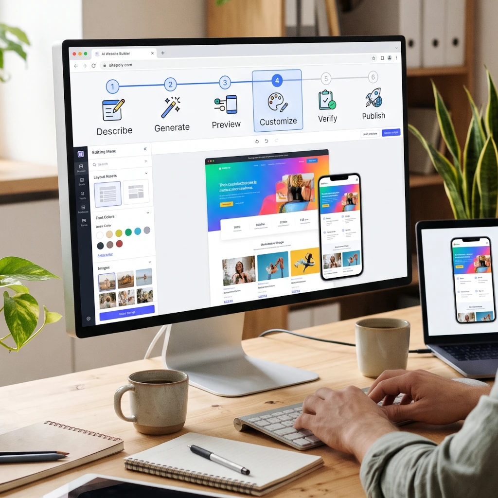 Cómo crear una página web con IA en SitePoly en 6 pasos